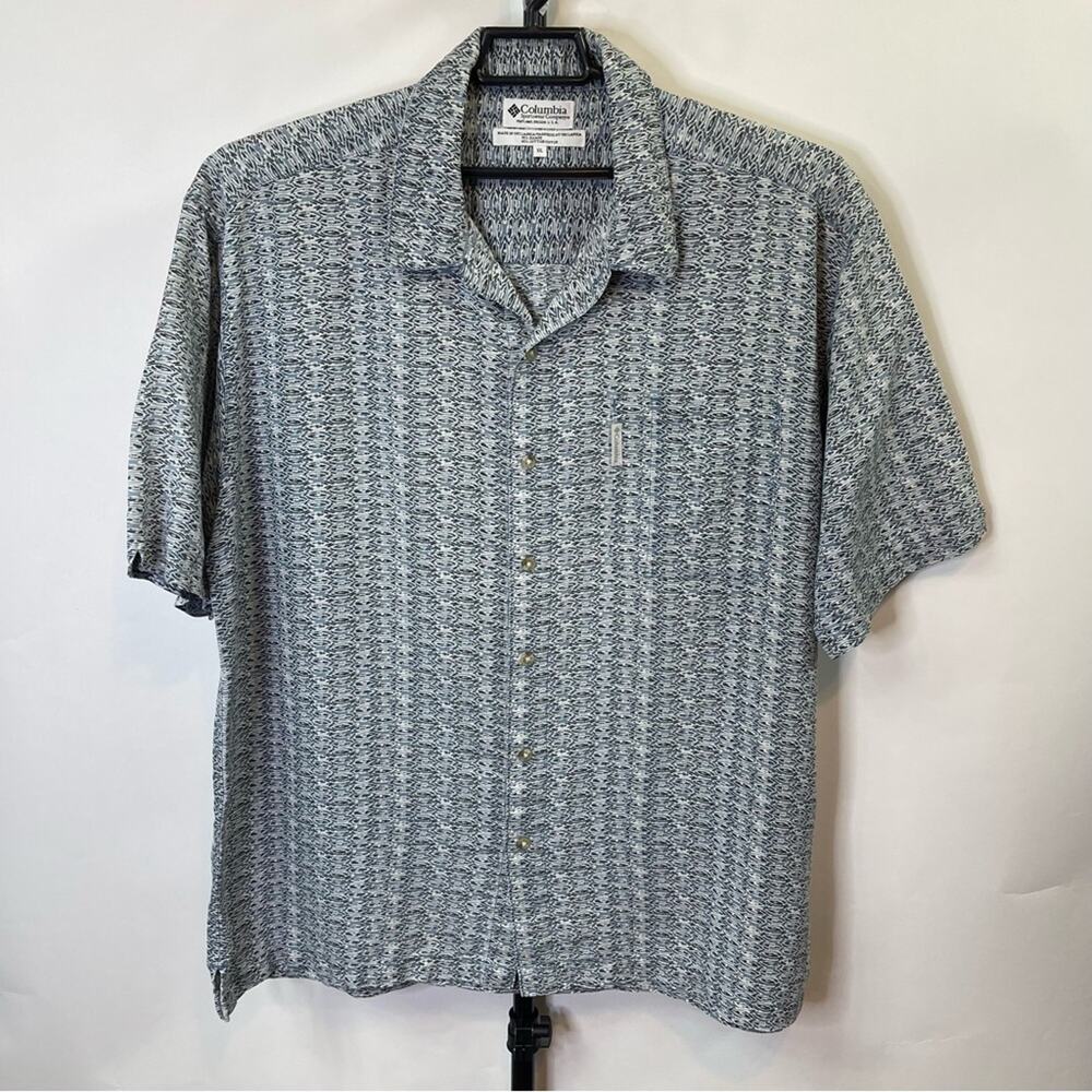 Columbia Sportswear Company Blue White Pattern Short Sleeve Shirt Size XL Men’s